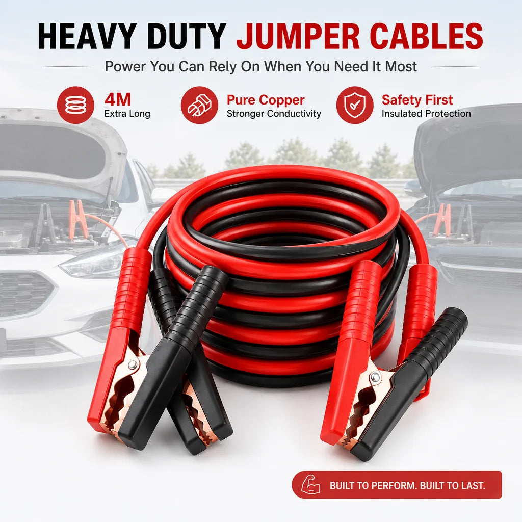 Premium Copper Vehicle Jump Starter Cables